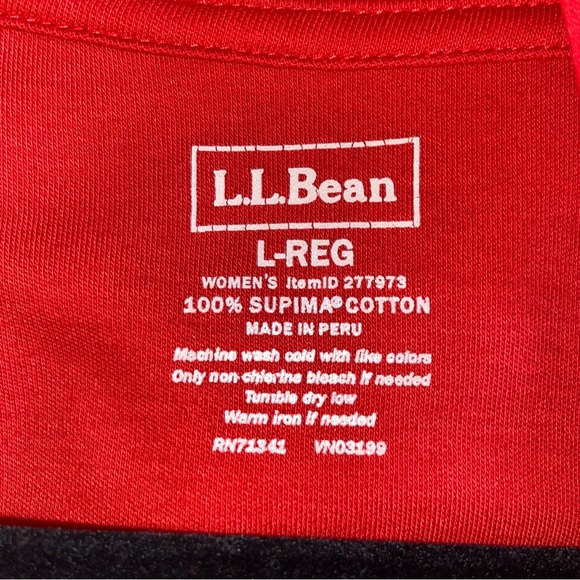 LL Bean Top Womens Large Supima Cotton Peru Open Cardigan Jacket Red Mature - Picture 3 of 8